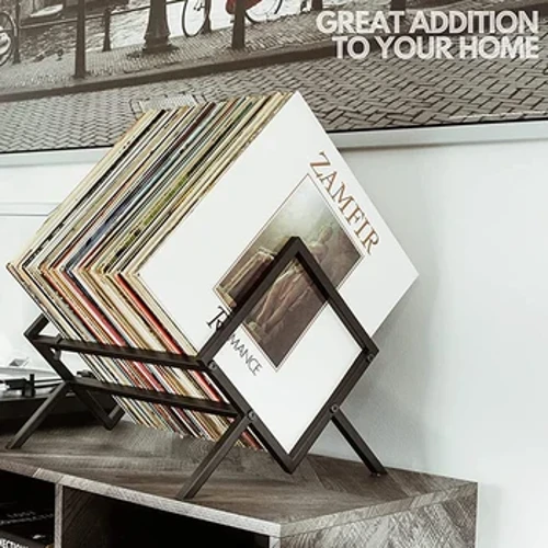 Stondin Arddangos CD Record Vinyl Rack Storio 80 I 100 LP Capasiti LP Deiliad Cofnod Haen Sengl Metel Gwydn Silff Lyfrau