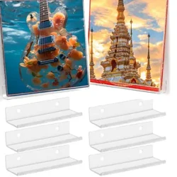 6 stk Transparent Akryl Plade CD Opbevaringsstativ Stue Dekoration Vinyl Pladehylde Vægholder Plade Display Hylde