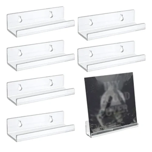 12-Intshi esobala ye-Acrylic Record Irekhi ye-CD Yesitoreji Umhlobiso Wegumbi Lokuphumula Umhlobiso we-Vinyl Record Shelf Umnikazi Werekhodi Lokubonisa Ishalofu