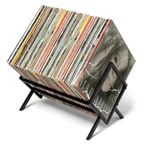 Stondin Arddangos CD Record Vinyl Rack Storio 80 I 100 LP Capasiti LP Deiliad Cofnod Haen Sengl Metel Gwydn Silff Lyfrau