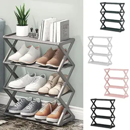 Household Simple X-shaped Shoe Rack, Multifunctional Pipe Steel Dormitory Student Assembly Cabinet, Shoe-shelf Double-layer S0Y0