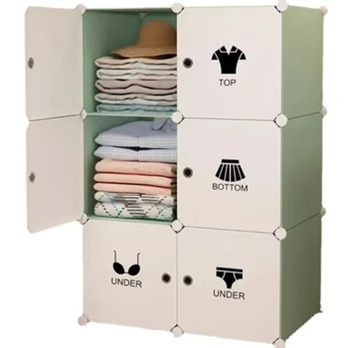 I-DIY Plastic Ikhabethe elilula, ibhokisi lekhabhinethi yokugcina, I-Clothes Rack yeGumbi lokuhlala lasekhaya, umhleli wezingubo zokulala