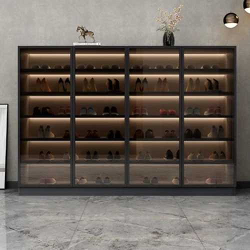 Мобільний розкішний дисплей Шафи для взуття Органайзер Show Shelf Shoe Cabines Glass Designer Armario Zapatero Домашні меблі YQ50SC