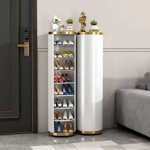 Round Rotating Shoe Kabinet Lantai Rumah Tangga Multi-Lapisan Rak Sepatu Pintu Masuk Kamar Tidur Lemari Penyimpanan Tahan Debu Dinding Sisih