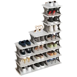 Multi-layer Rak Sepatu Penyimpanan Organizer Lemari Shoerack Plastik DIY Perakitan Kamar Tidur Kabinet Rak Sepatu Oranye utawa Pucat