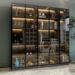 Living room wall display cabinet sambahayan luxury sideboard maliit na glass door storage locker.