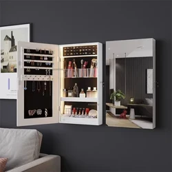Wandmontéiert Kosmetesch Bijouen Späicherspigel Schrank Modern Heem Entrée Makeup Spigel Schlofkummer Multifunktionnelle Dressing Spigel