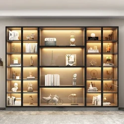 Kombine Kitaplık Tüm Duvar Lambası Lüks Modern Minimalist Oturma Odası Vitrin Cam Kapı Mobilya Cam Dolap