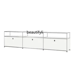 Modiwl Canol Hynafol Custom Cabinet Teledu Dur Di-staen Modern Cartref Syml Ystafell Fyw Storio Locer Cabinet storio
