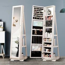 Minimalistiska sminkspegelskåp Hotellvilla Förvaringsställ Kreativ Designer Roterande golv sovsal Hem Fullängdsspegel