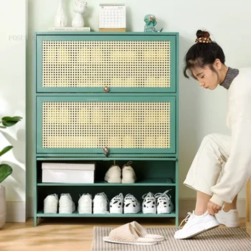 Dulapuri de pantofi din ratan japonez Dulap de depozitare pentru dormitor de acasă Mobilier modern de casă Dulap de pantofi de intrare rezistent la praf de mare capacitate