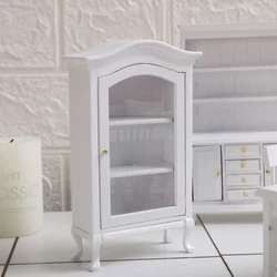 Vitrine, Puppenhaus, Minimöbel, handgefertigtes Modell, Miniaturschreibtisch, Holz, weiß
