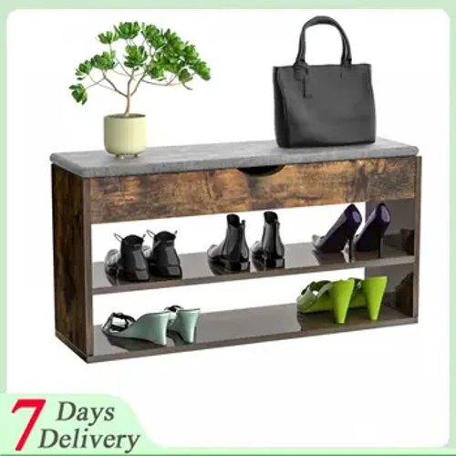 2 Tier Shoe Rack Bench Portable Shoe Cabinet Large Narrow Shoe Rack Organizer For Entrance Hallway Vintage Living Room Furniture