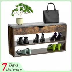 2 Tier Shoe Rack Bench Portable Shoe Cabinet Large Narrow Shoe Rack Organizer For Entrance Hallway Vintage Living Room Furniture