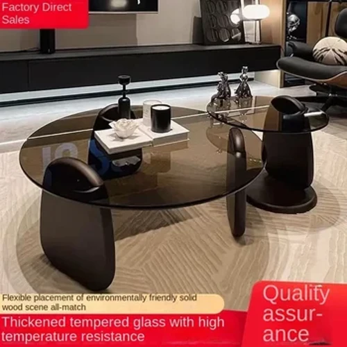 Table basse ronde salon simple ménage mode table basse en verre trempé table basse salon ménage petit apa