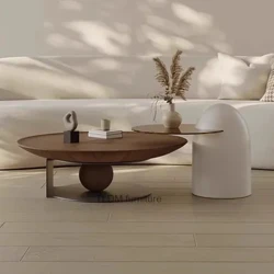 Meja kopi Italia kemewahan modern retro kayu ruang tamu kabinèt kopi bunder pigura logam wentis countertop kamar tengah