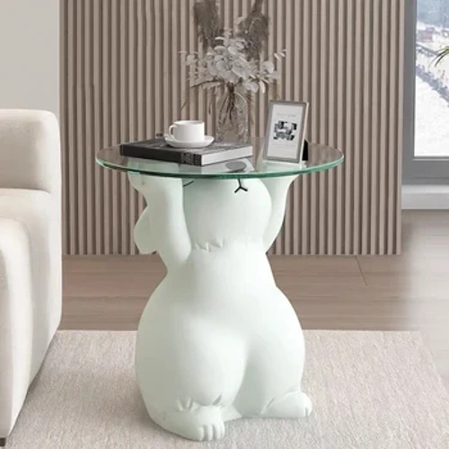 Móveis modernos para sala de estar, mesa de centro de coelho, vidro, acessórios para casa, decoração de piso, mesa lateral de sofá, presente de inauguração