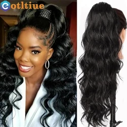Body Wave Drawstring Ponytail Clip ng Buhok ng Tao Sa Brazilian Remy na Buhok na Nakapusod Natural na Kulay Heat Resistant Pony Tail Para sa Babae
