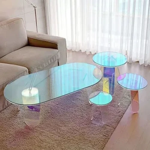 Tabel Kopi Cilik Colorful Side Table Living Room Ins Transparent Acrylic cahya Luxury lan gamblang Colorful Tabel Creative