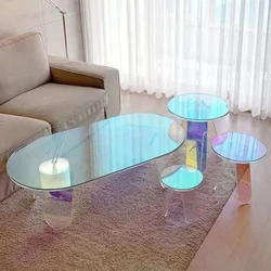 Lille sofabord Farverigt Sidebord Stue Ins Transparent Akryl Lys Luksus og Enkelhed Farverigt Kreativt Bord