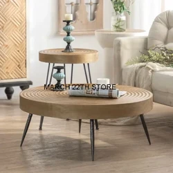 Mesa de centro retro de madera maciza Homestay, mesa de centro combinada alta y baja, mesa de té de madera para sala de estar
