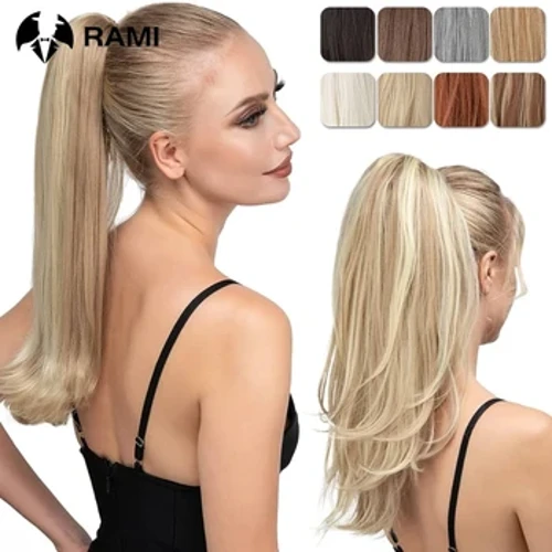 Tóc Đuôi Ngựa Phần Mở Rộng Nữ Đuôi Ngựa Tóc Vàng Quấn Quanh Kẹp Trong Tóc Thẳng Con Người Kẹp Tóc Nối Dài