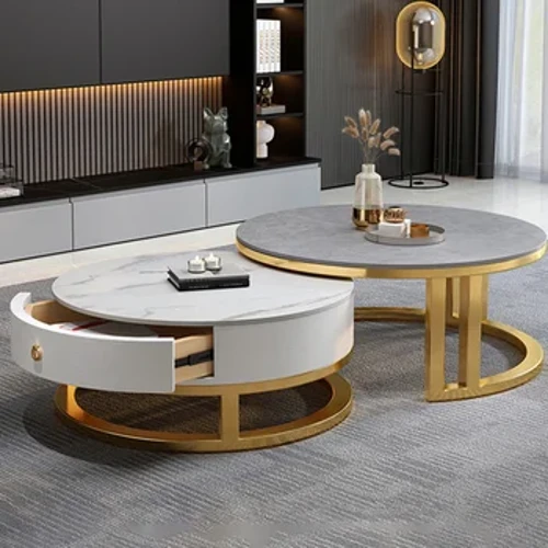 Table basse ronde tiroirs De rangement salon Table basse moderne conception Simple Mesas De Centro Para Sala meubles intelligents
