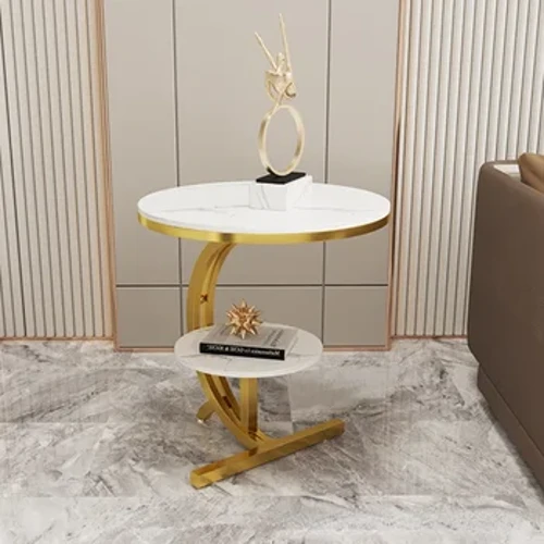 Tables basses rondes simples en plaques de roche, pour salon, balcon, lit, canapé, Table d'appoint, Mini Table d'angle de luxe moderne, meubles de maison