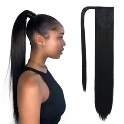 Riichtaus Mënsch Hoer Wrap Around Ponytail Natural Faarf Remy Hoer Clip an Ponytail Extension fir Fraen
