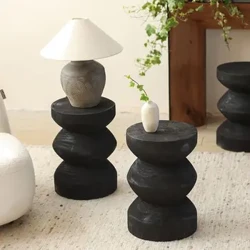 I-MOMO Isitulo Esiphansi Sokhuni Soqobo I-Wabi-sabi Ithebula Elincane Eliseceleni I-B&B Yokuhlobisa Isitulo Sokhuni I-Retro Solid Wood Creative Sofa Table
