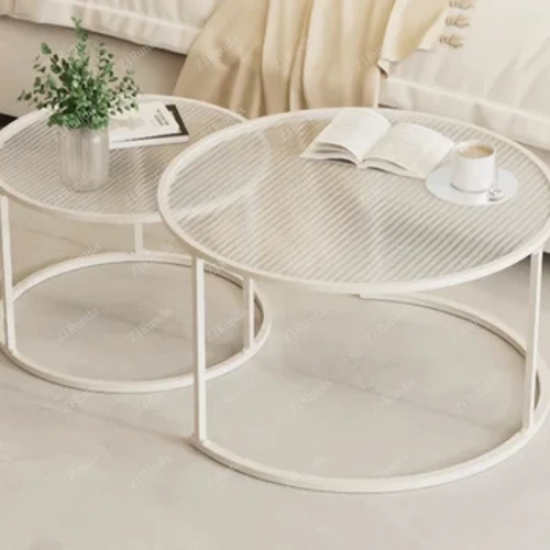 1 set ng light luxury circular nested table, tsaa, kape, glass sofa, side table, sala, balcony, home office
