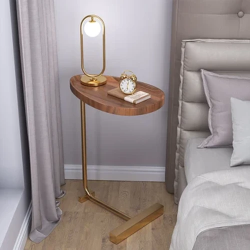 Sofa Tray Table 63cm High Side Table Couches and Bed Snack Table for Living Room Bedroom Small End Table with Metal Frames
