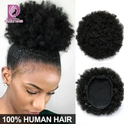 Racily Hair Afro Puff Drawstring Ponytail Buhok ng Tao Brazilian Maikling Curly Drawstring Ponytail Afro Puff Bun Chignon Accessories