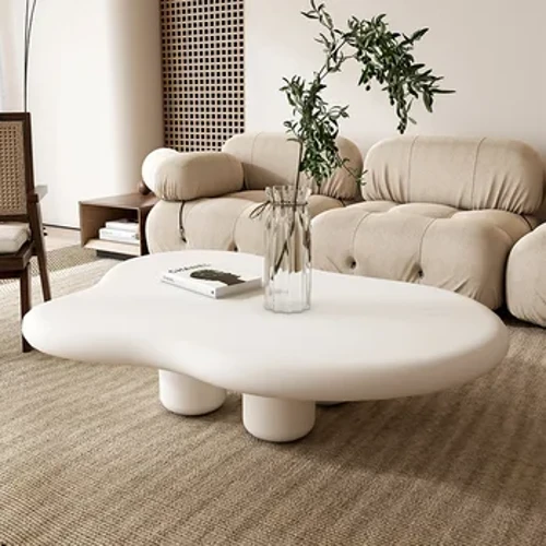 MOMO Nordic Cloud Čajový stolek Jednoduchý Moderní Malá domácnost Obývací pokoj Stolek Krémový Wabi-sabi Čajový stolek 100/120 cm