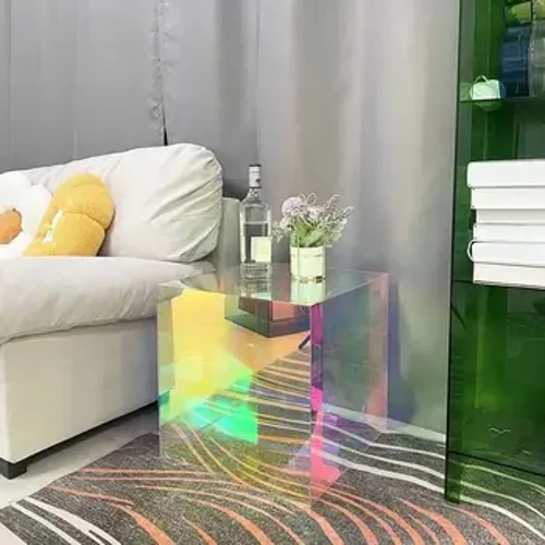 30/40/50cm Iridescent akriliko kafe-mahai ispilu kolorea mahai karratua Etxeko egongela sofa alboko mahaia logela gau-mahaia