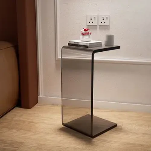 Luxo em forma de c acrílico transparente mesa lateral sofá cama canto net vermelho simples sala de estar varanda armazenamento mesa de café 12 grosso