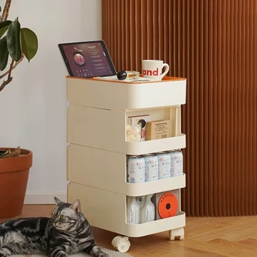 Moderne flyttbar sidebord trolly cart kaffeoppbevaringbord abs nattbord universelt hjul for stue spisestue