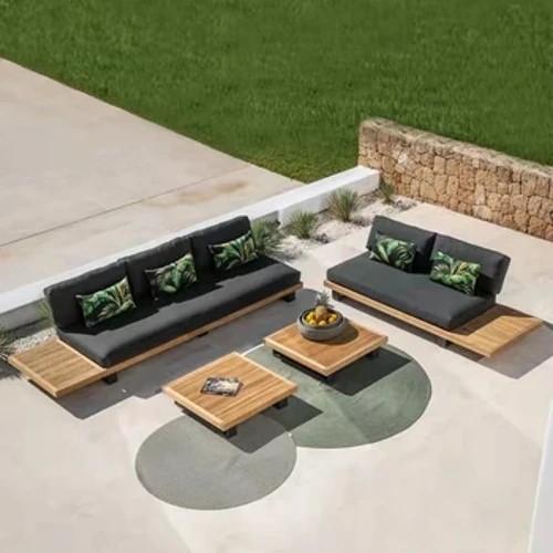 Açık kanepe tik kombinasyonu Villa Otel avlu terası Masif ahşap eğlence modeli güneş odası rattan mobilya