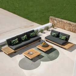 Açyk divan çaý kombinasiýasy Villa myhmanhanasynyň howlusynyň eýwany Gaty agaç dynç alyş modeli gün otagy rattan mebel