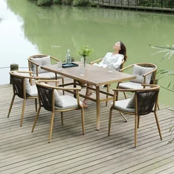 Nordic Outdoor Table at Upuan Mga Set ng Furniture sa Hardin Courtyard Three-piece Set Balkonahe Panlabas na Aluminum alloy Table at Upuan GY