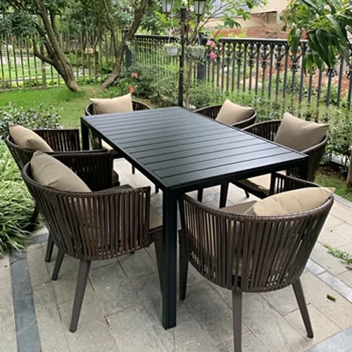 2023 Tábla Cruach Itheacháin PATIO Picnic Lasmuigh Deartha Nua agus 6 Chathaoirleach In ann Cruachta Sraith Troscán Gairdín Bistro