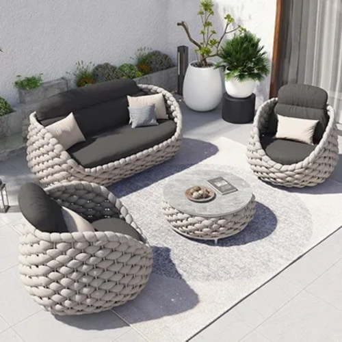 Sofa Ngoài Trời Sân Vườn Kết Hợp Biệt Thự Ban Công Sân Vườn Bàn Cà Phê Sân Thượng Mây Nắng Phòng Mây Dệt Đồ Nội Thất Tùy Chỉnh WKGF