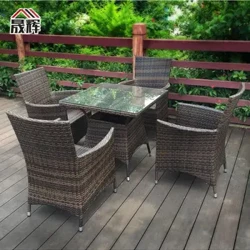 Balkon Freizeit Rohr Teetisch Mehrere Kombination Garten Geschäft Hof Villa Outdoor Imitierter Rohr Kaffee Ok Stuhl