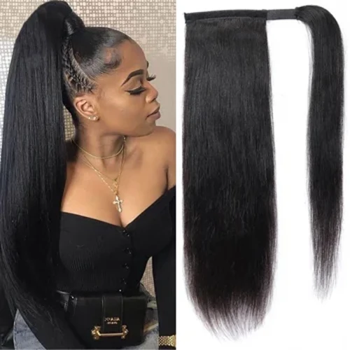 Đuôi Ngựa Tóc Quấn Dài Thẳng Remy Tóc Malaysia Làm Tóc Kẹp Ins Màu Sắc Tự Nhiên Bộ Tóc Giả