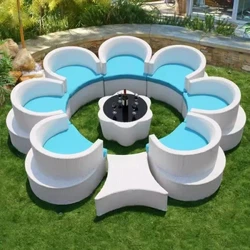 9 pcs rattan lako no ka māla pua ʻano Sofa Set Sectional Ottoman waho Patio Furniture sofa noho wicker handmade
