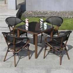 Nordic Rattan Gaart Miwwelen Sets Outdoor Gaart Miwwelen an Terrass Sets Fräizäit Dësch a Stull Set Doheem Outdoor Miwwelen