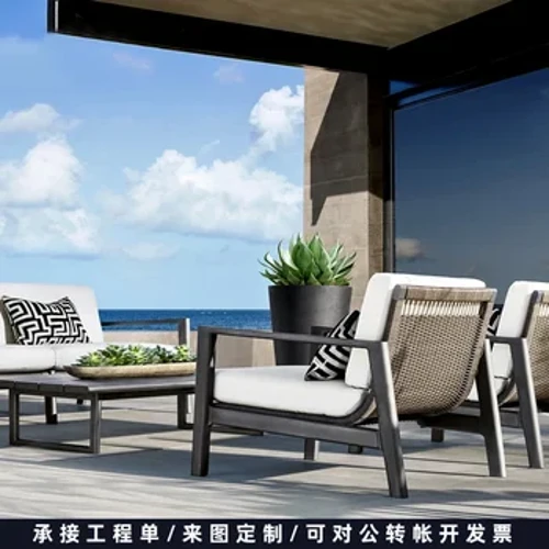 Phòng nắng ngoài trời giải trí ghế mây ghế sofa kết hợp sân vườn ngoài trời sân ban công nội thất mây chống nắng