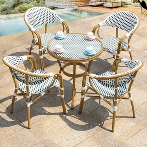 ʻO ka pākaukau ʻo Rattan waho a me ka noho no nā lako kīhāpai ʻo Balcony Courtyard Garden Aluminum Alloy Chair no ka Patio Outdoor Furniture