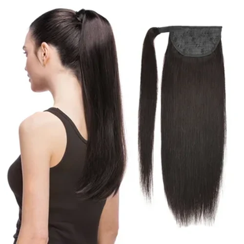 Coadă de cal BHF Păr uman Remy Coafuri drepte europene Cozi de cal 100g 100% păr natural Coadă de cal Clip în extensii