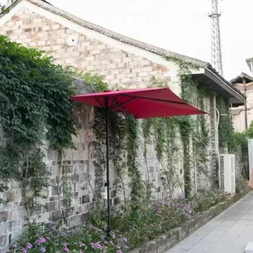 130x250cm Street Garden Umbrella Iron na Ginamit Laban sa Isang Wall Parasol Outdoor Terrace Sun Umbrella Rectangular Umbrella Walang Base